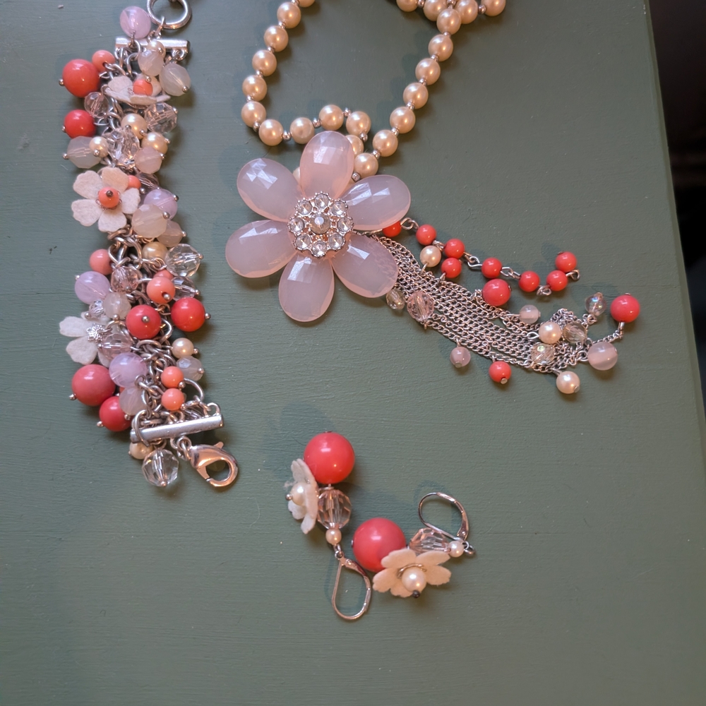 Elegant Floral Pearl Jewelry Set